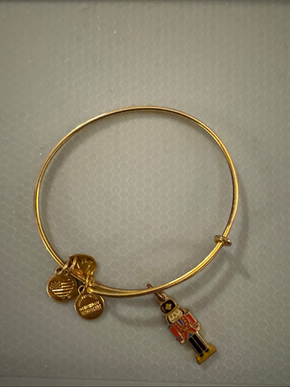 Alex and Ani Gold-Tone Bangle with Colorful Nutcracker Charm NWOT